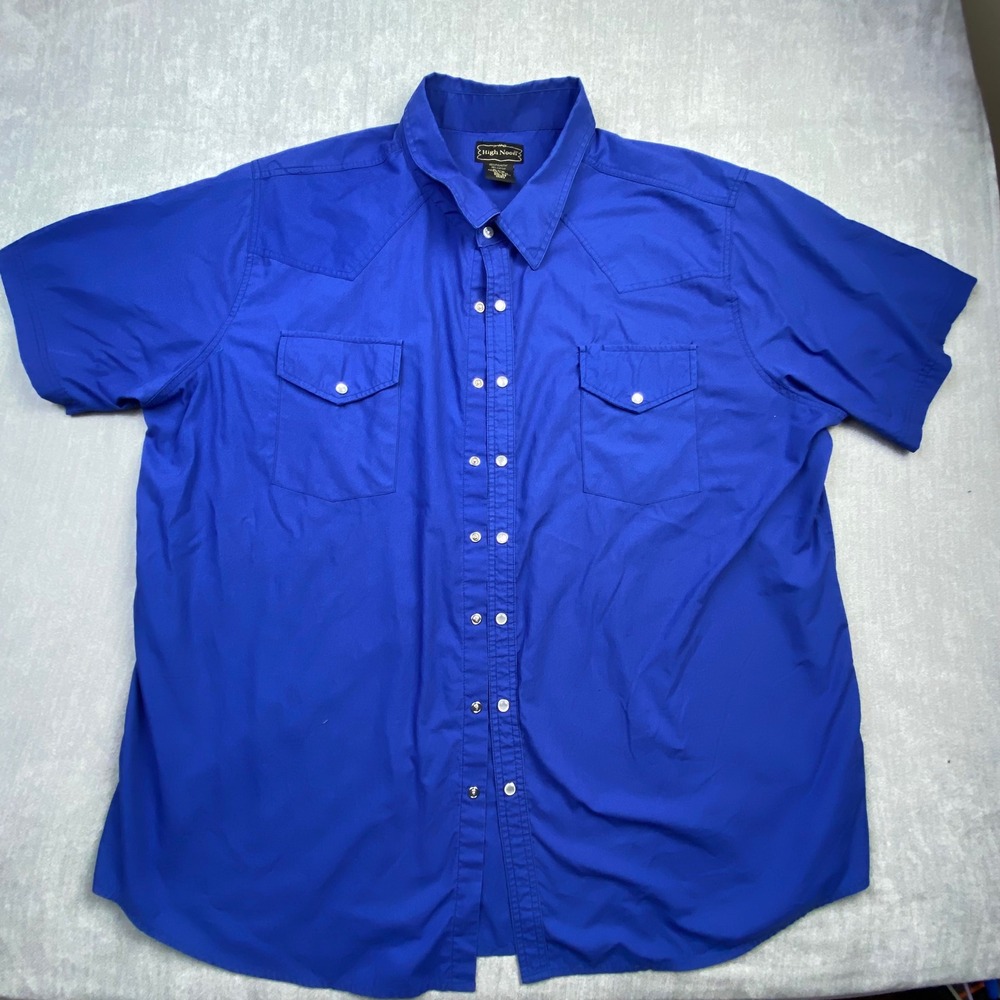 High Noon Mens 3XL Western Pearl Snap Shirt Short Sleeve Royal Blue 612027